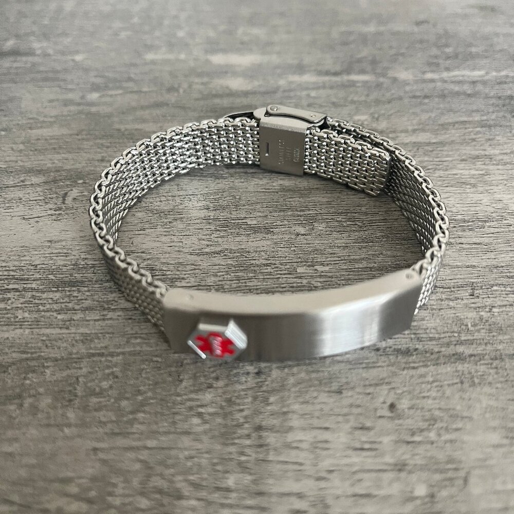 NEW! Unisex Medical Stainless Steel Mesh Bracelet Top Plate Opens!